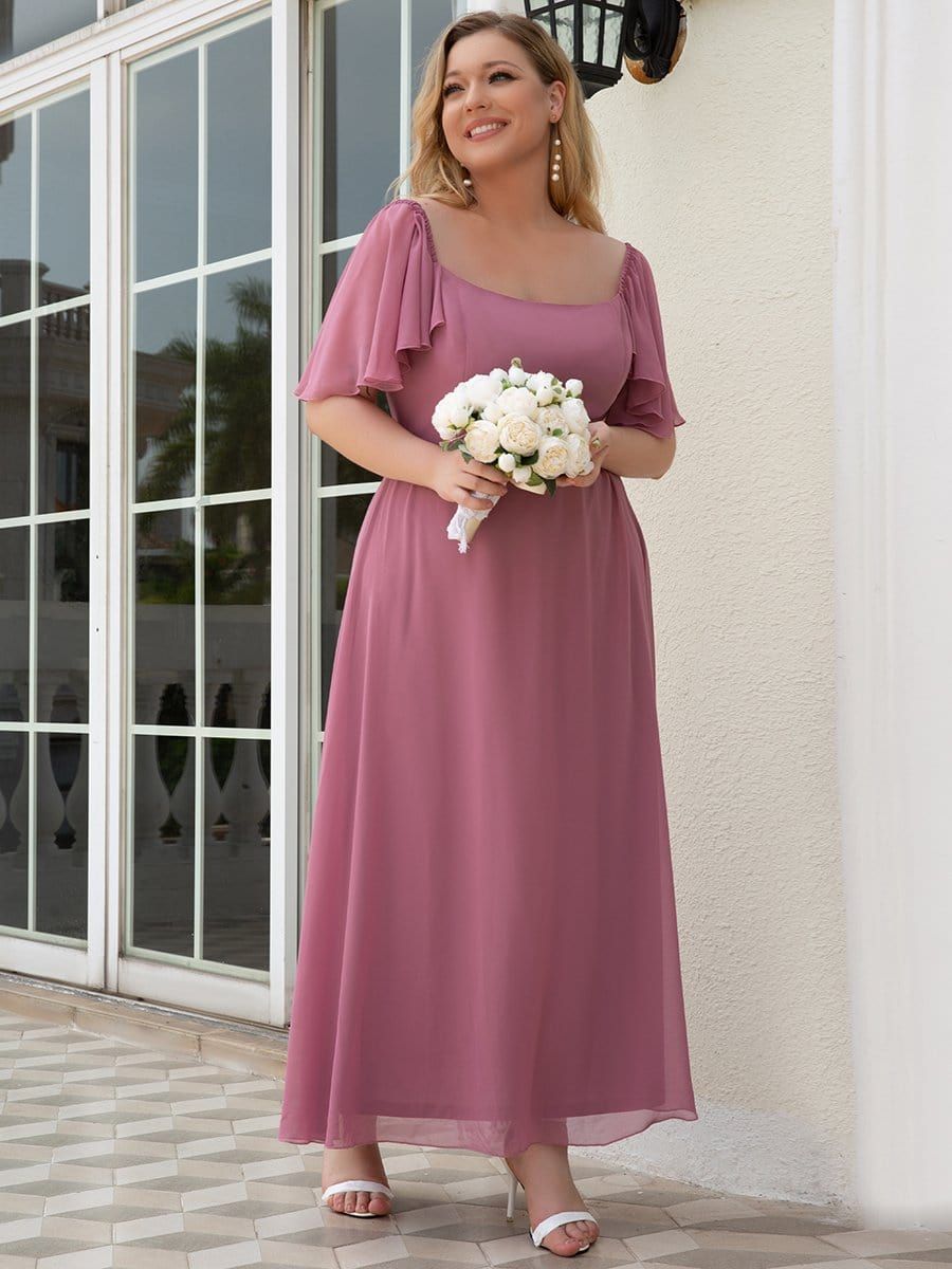 Plus Size Square Neck Formal Bridesmaid Dress with Sleeves sold by Ever Pretty product image thumbnail 3