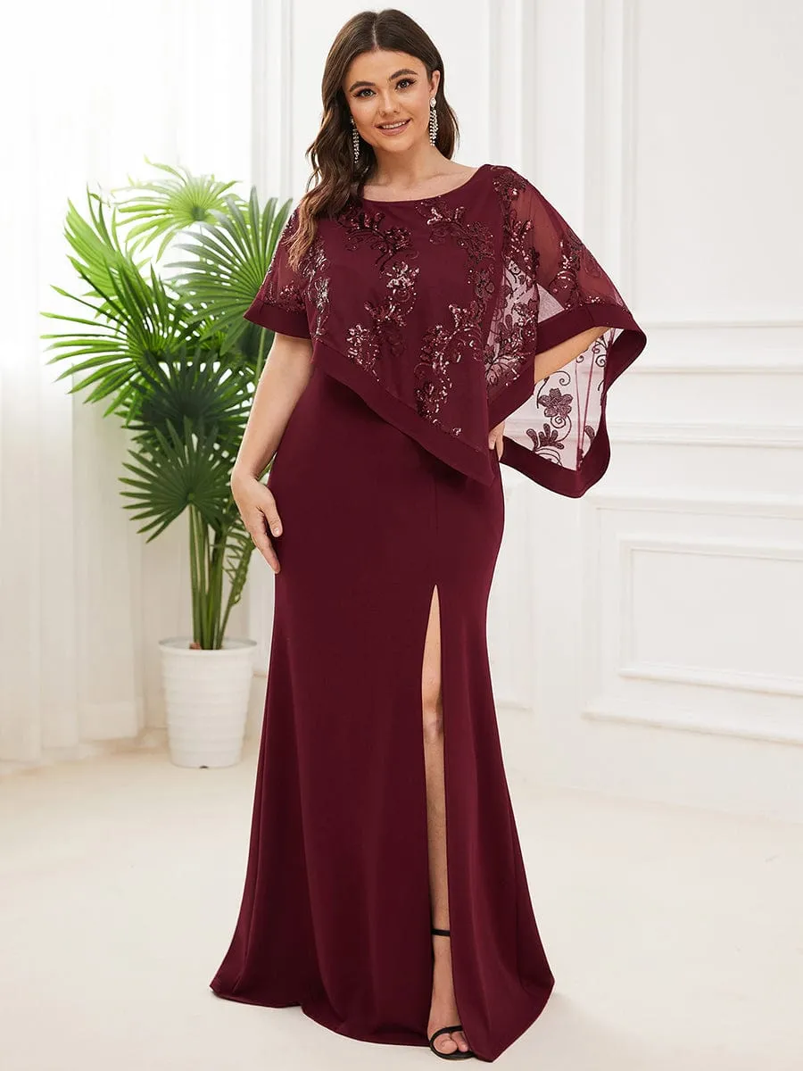 pretty CELINE|Plus Size Lace Sequin Shirt Floor-Length Mother Dress sold by Ever Pretty product image thumbnail 3