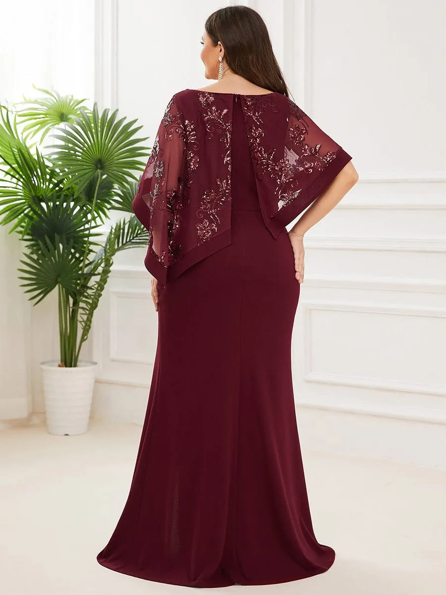 pretty CELINE|Plus Size Lace Sequin Shirt Floor-Length Mother Dress sold by Ever Pretty product image thumbnail 4