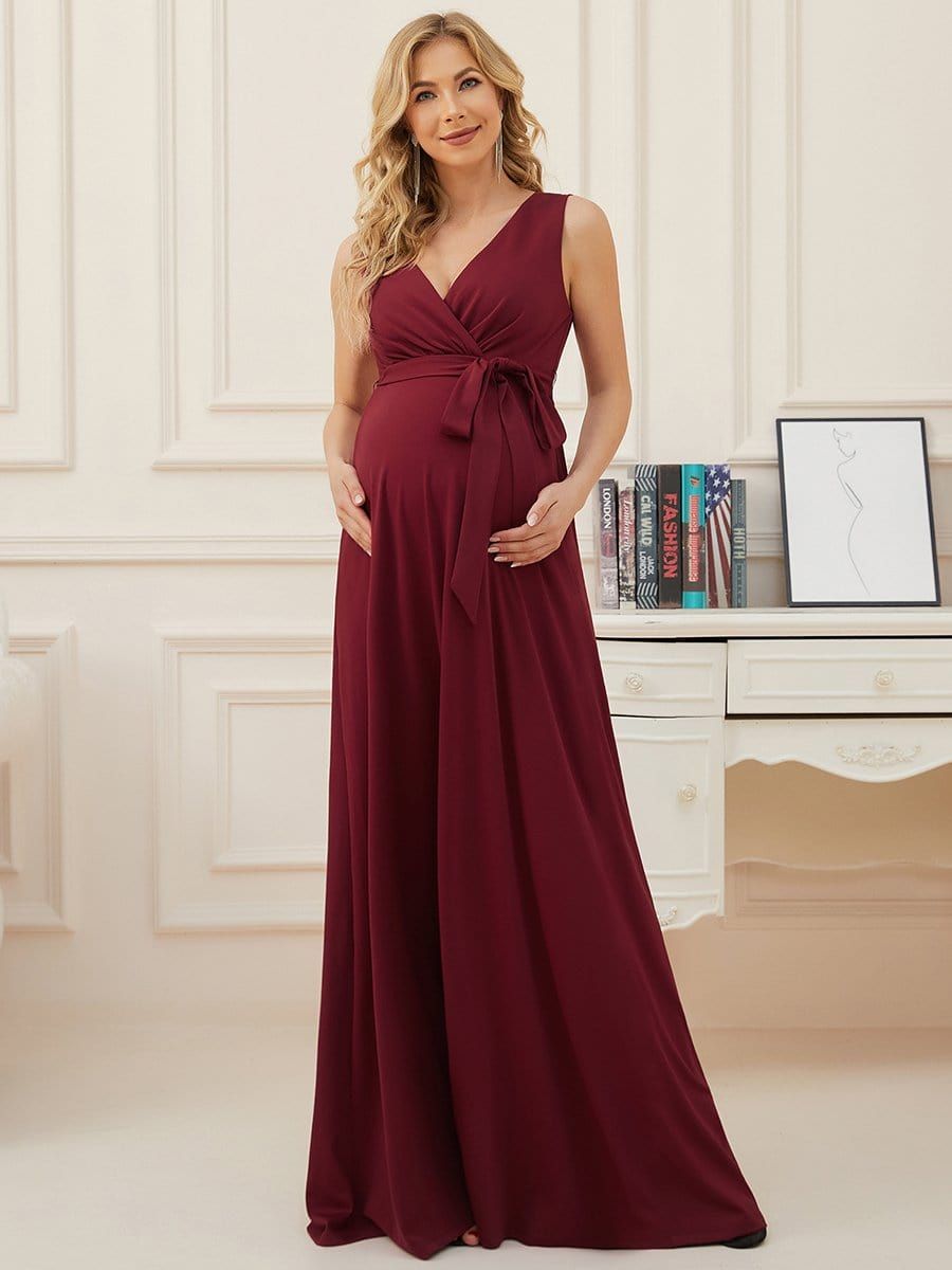 Tie-Front Empire Waist Sleeveless Maternity Dress sold by Ever Pretty