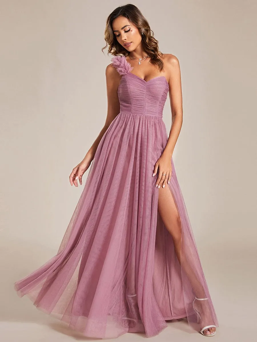 ever CLOE|Sweetheart Neckline One Shoulder with Floral Tulle High Slit Bridesmaid Dress sold by Ever Pretty product image thumbnail 5