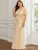 pretty JADEN|Floral Sequin Print Plus Size Mermaid Tulle Evening Dress sold by Ever Pretty