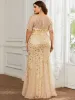 pretty JADEN|Floral Sequin Print Plus Size Mermaid Tulle Evening Dress sold by Ever Pretty
