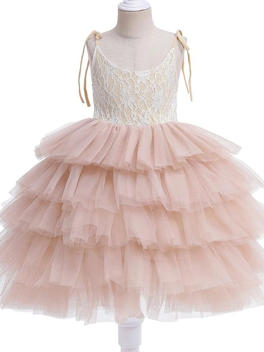 BELLINA|Multi-Layered Tulle Princess Flower Girl Dress with Spaghetti Straps sold by Ever Pretty product image thumbnail 5