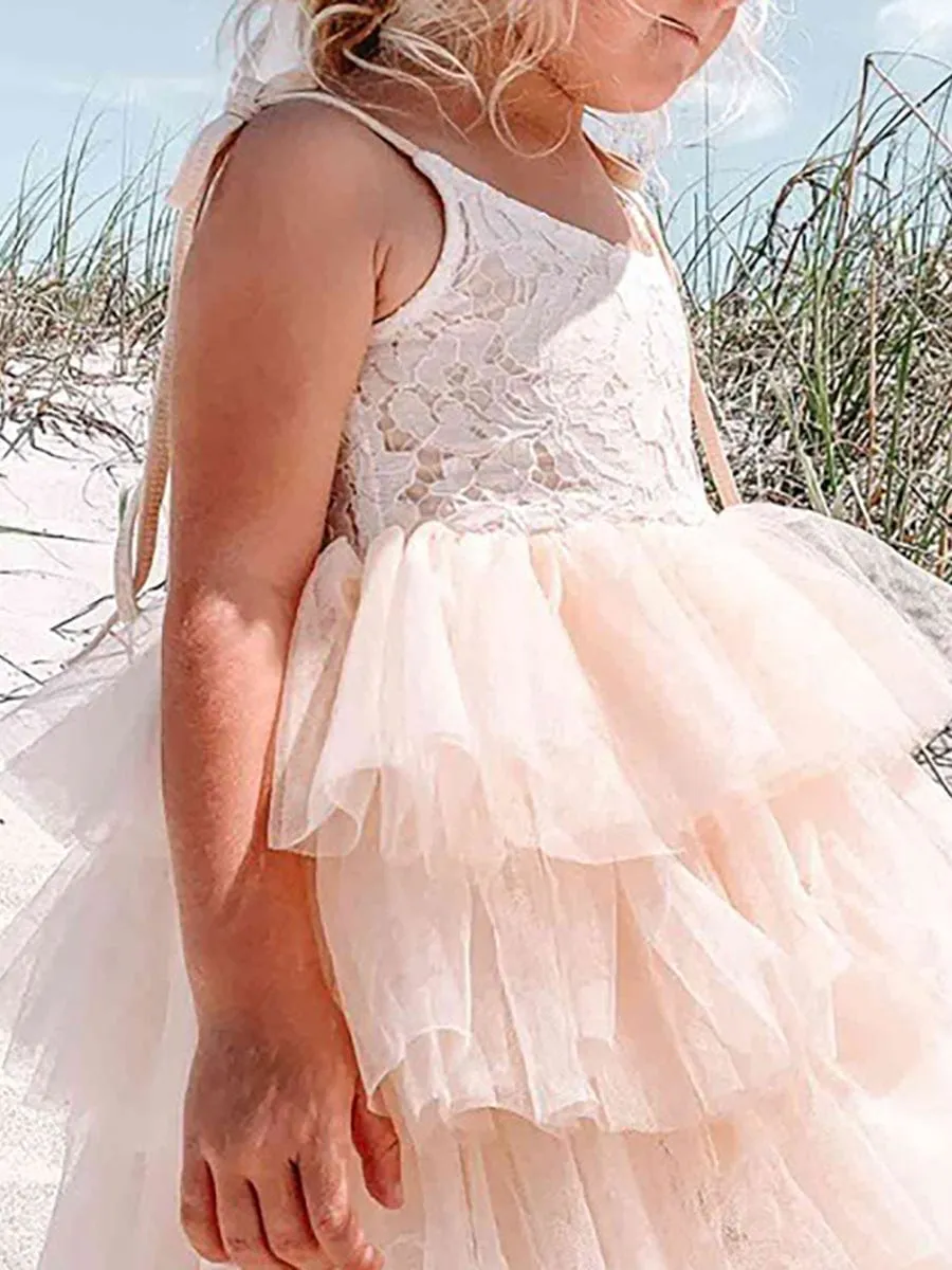 BELLINA|Multi-Layered Tulle Princess Flower Girl Dress with Spaghetti Straps sold by Ever Pretty product image thumbnail 3