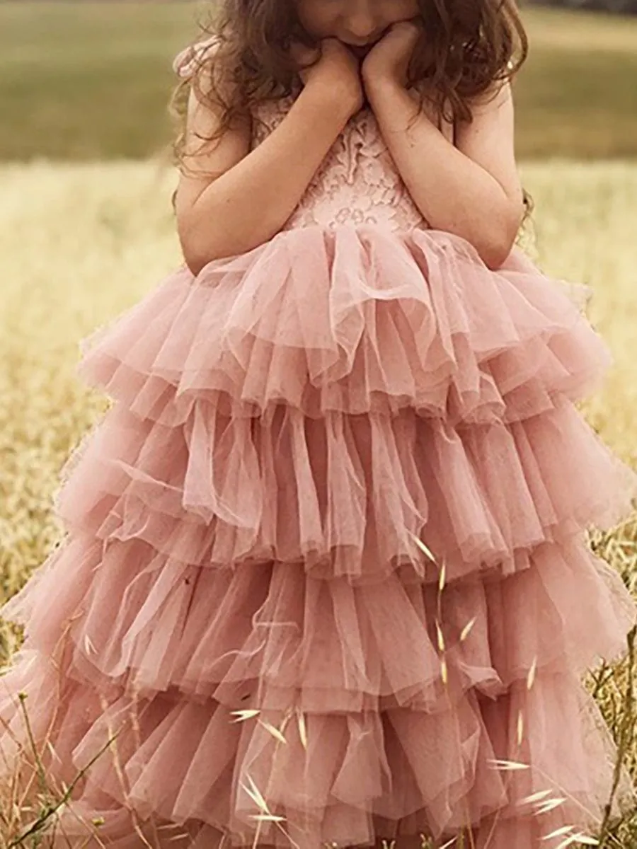BELLINA|Multi-Layered Tulle Princess Flower Girl Dress with Spaghetti Straps sold by Ever Pretty product image thumbnail 4