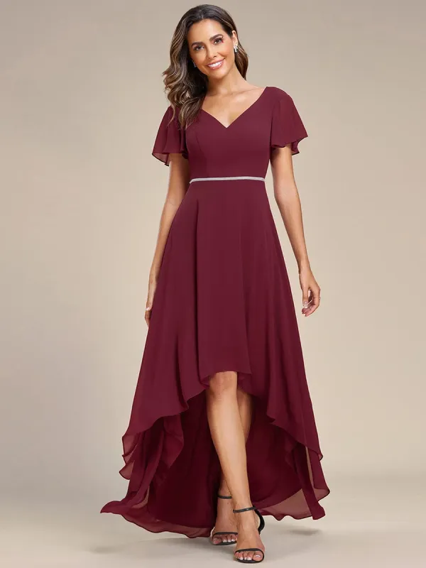 Flowy High-low Chiffon Ruffle Sleeves Bridesmaid Dress sold by Ever Pretty