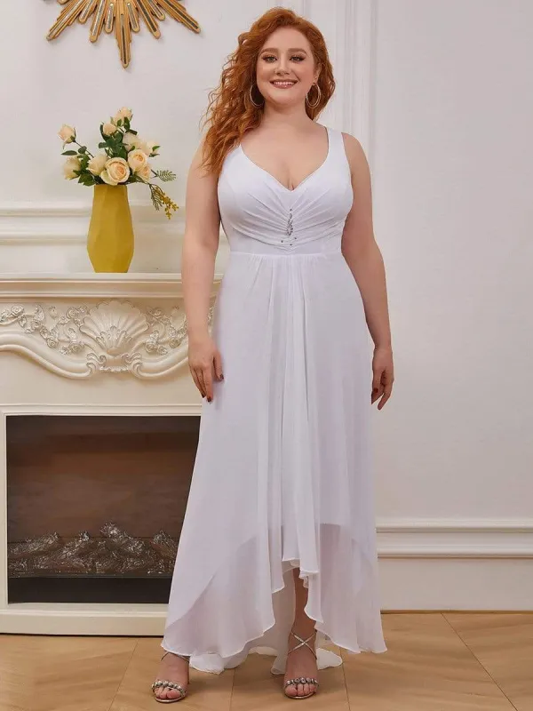 Plus Size Chiffon Formal V-Neck High-Low Cocktail Dress sold by Ever Pretty
