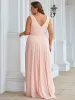 Plus Size Chiffon Formal V-Neck High-Low Cocktail Dress sold by Ever Pretty
