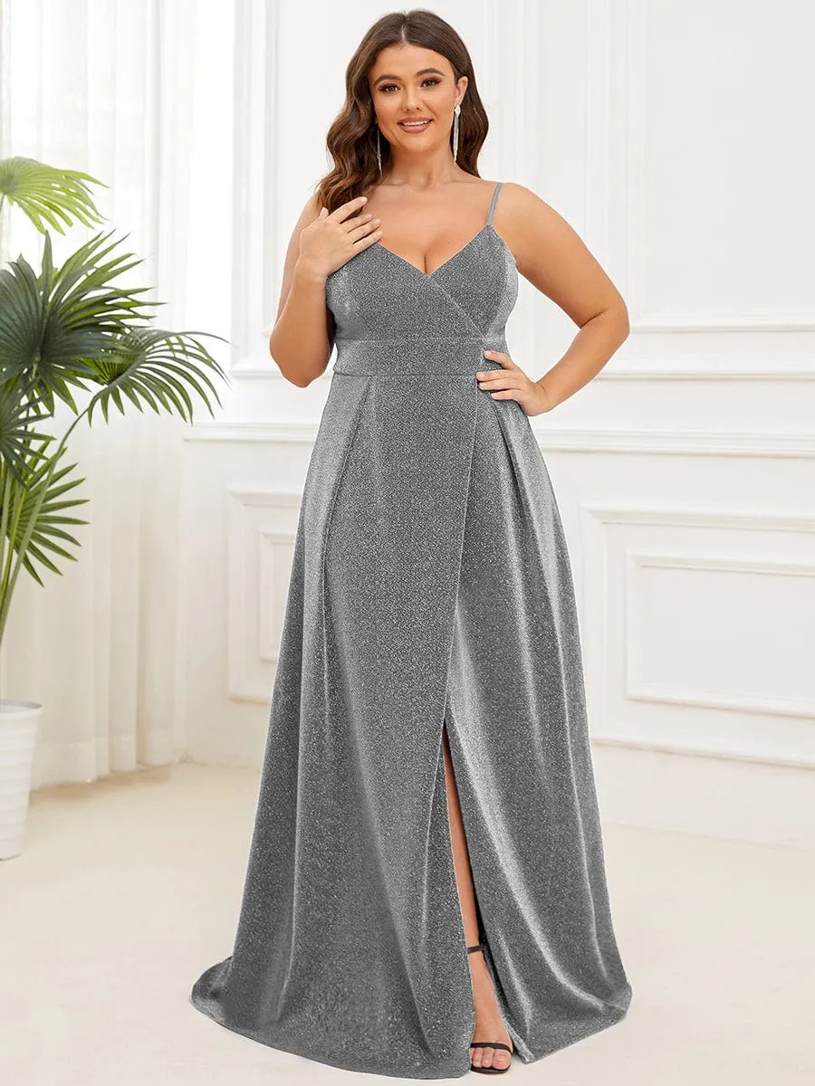 Plus Size Spaghetti Strap Shiny Formal Evening Dress for Wedding sold by Ever Pretty product image thumbnail 5
