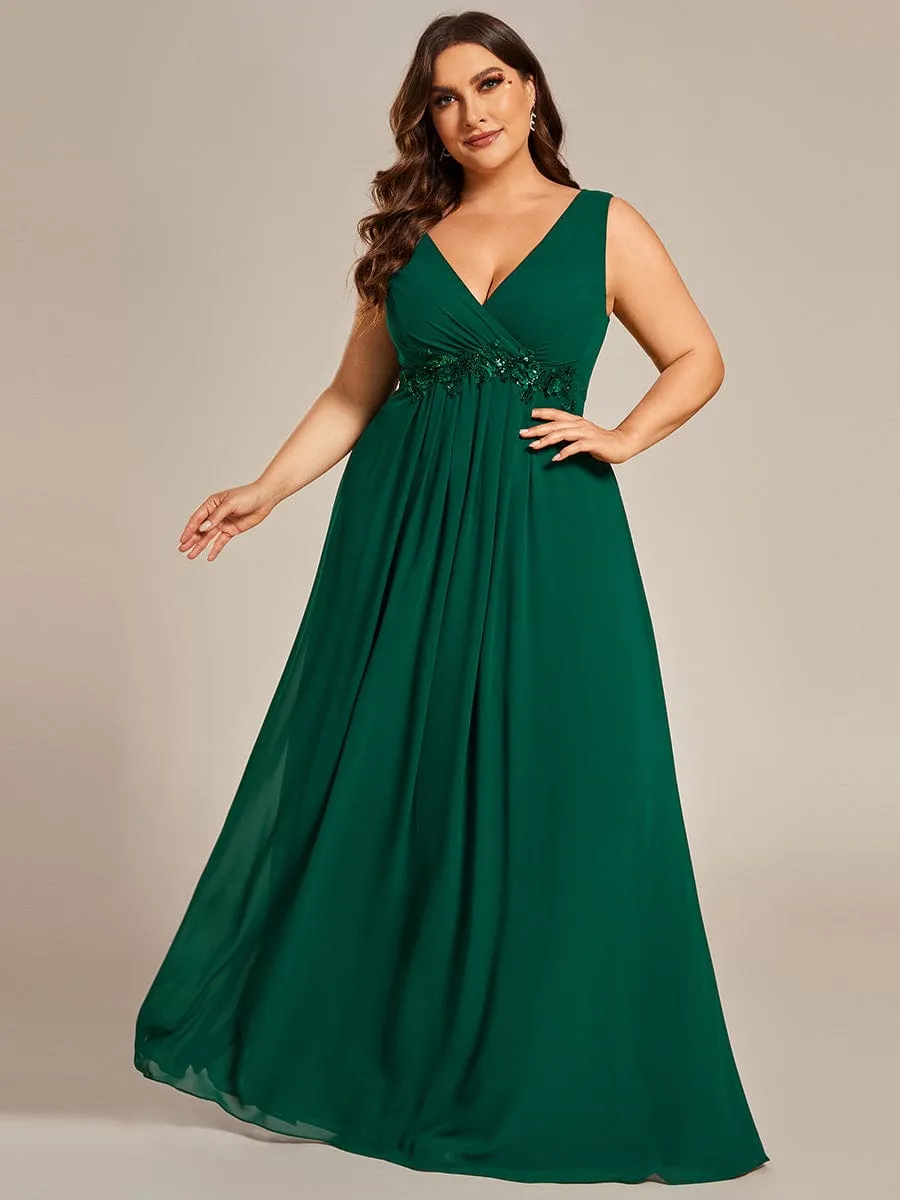 Brave Iris | Plus Size Floral Applique Sleeveless Chiffon Formal Evening Dress sold by Ever Pretty product image thumbnail 3