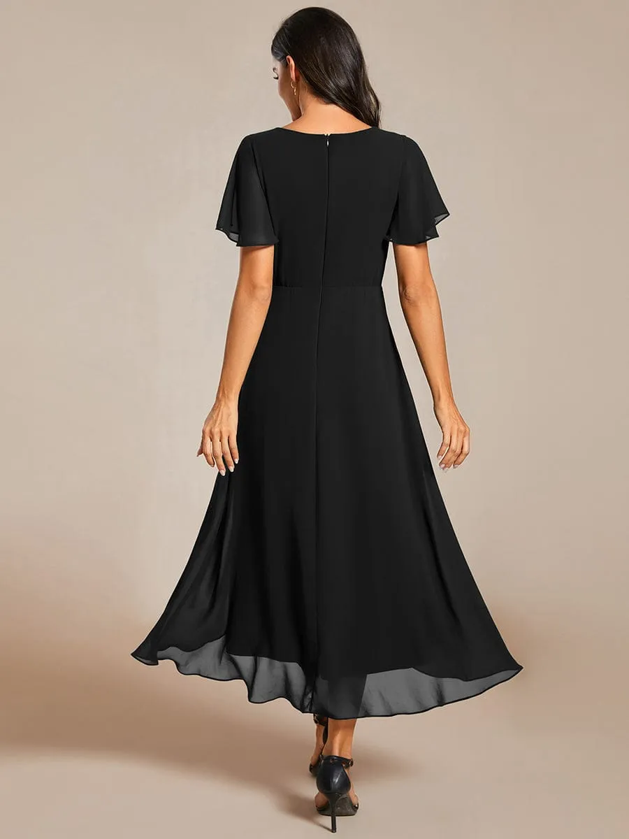 ever LARK|Custom Size Pleated V-Neck Midi Chiffon Wedding Guest Dress sold by Ever Pretty product image thumbnail 2