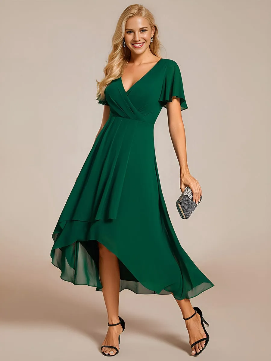 ever LARK|Custom Size Pleated V-Neck Midi Chiffon Wedding Guest Dress sold by Ever Pretty product image thumbnail 3