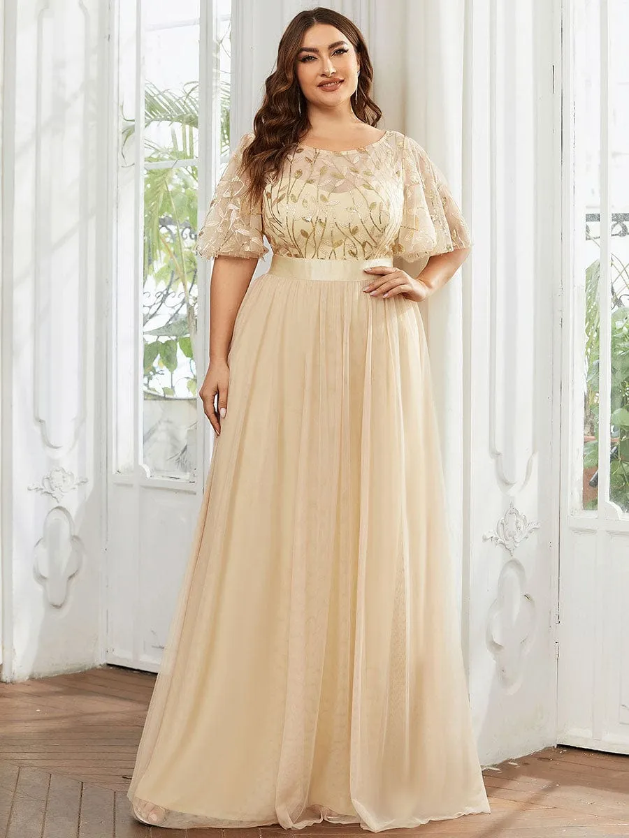 pretty SAPHIR|Plus Size Women's Embroidery Evening Dresses with Short Sleeve sold by Ever Pretty product image thumbnail 4