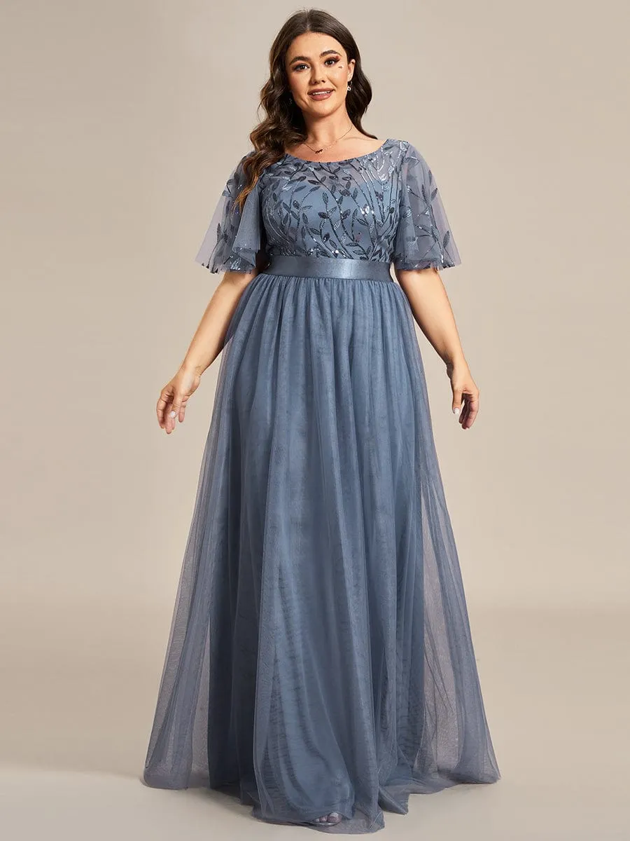pretty SAPHIR|Plus Size Women's Embroidery Evening Dresses with Short Sleeve sold by Ever Pretty