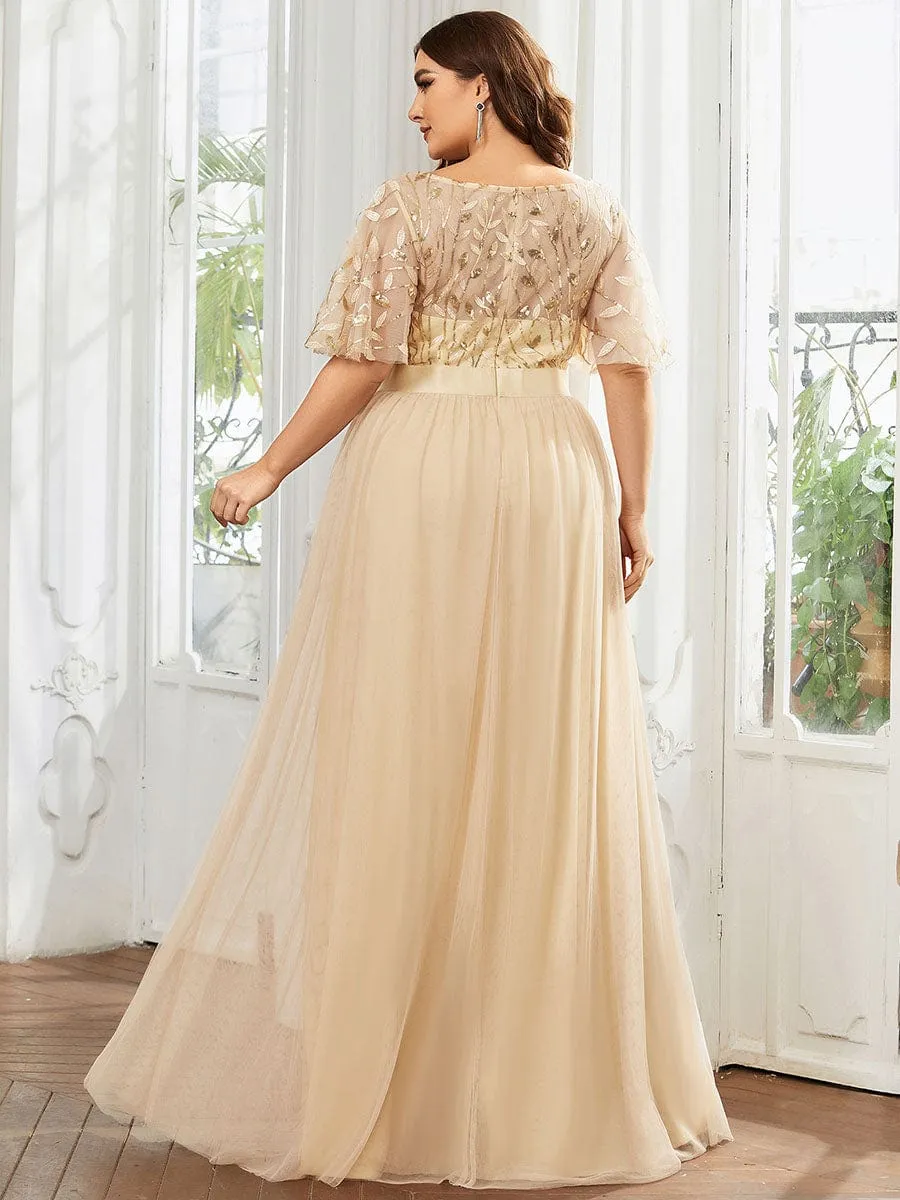 pretty SAPHIR|Plus Size Women's Embroidery Evening Dresses with Short Sleeve sold by Ever Pretty product image thumbnail 5
