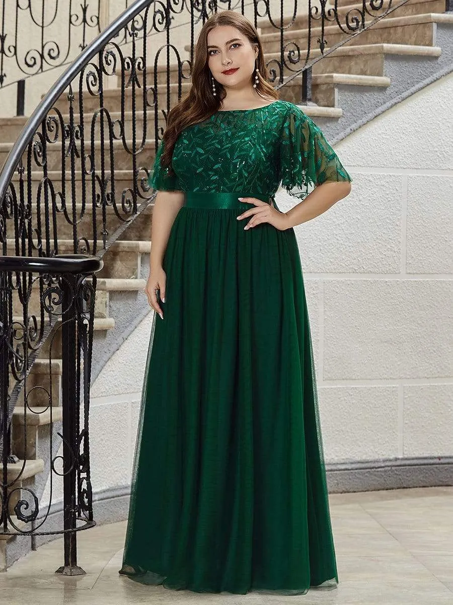 pretty SAPHIR|Plus Size Women's Embroidery Evening Dresses with Short Sleeve sold by Ever Pretty product image thumbnail 3