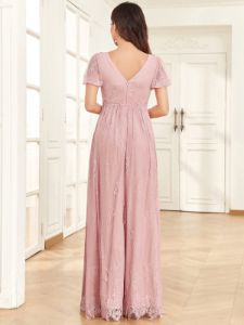 Short Sleeve Lace Bohemian V-Neck Side Slit A-Line Maternity Dress sold by Ever Pretty