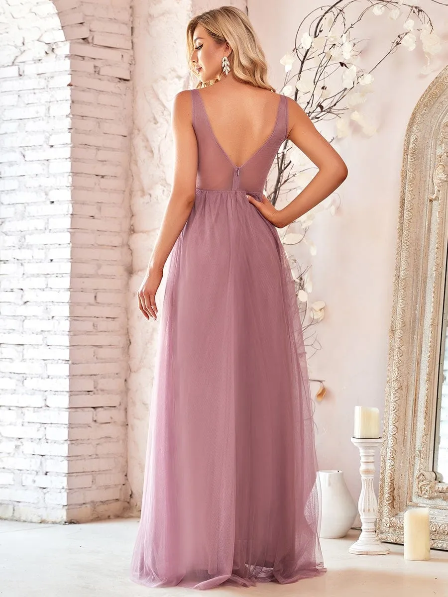 Women's A-Line V-Neck Floral Lace Appliques Bridesmaid Dress sold by Ever Pretty product image thumbnail 2