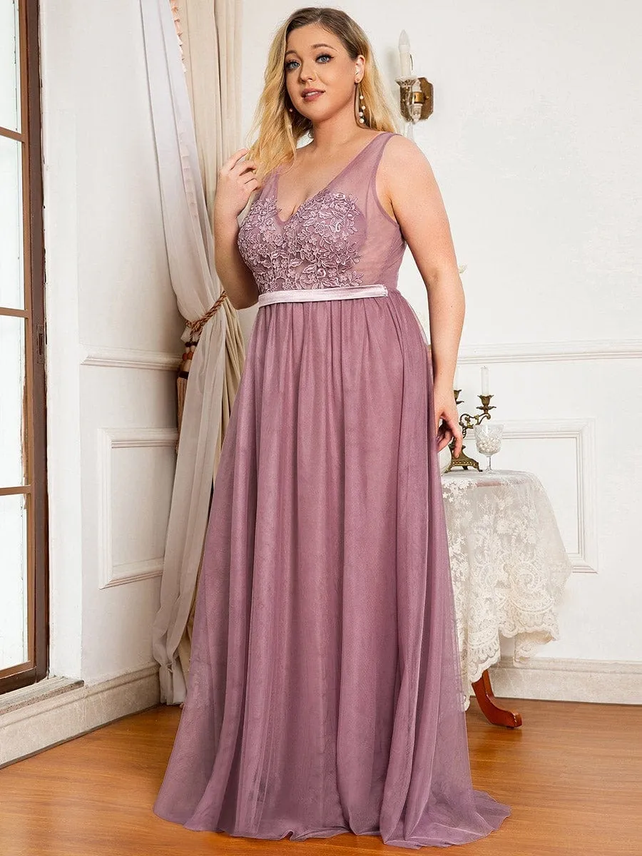 Women's A-Line V-Neck Floral Lace Appliques Bridesmaid Dress sold by Ever Pretty product image thumbnail 5