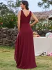 ever CARMEL|Chic High-Low V-Neck Chiffon Bridesmaid Dress with Front Pleating sold by Ever Pretty