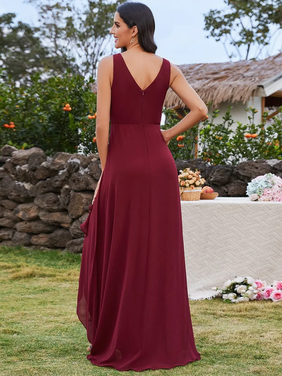 ever CARMEL|Chic High-Low V-Neck Chiffon Bridesmaid Dress with Front Pleating sold by Ever Pretty product image thumbnail 3