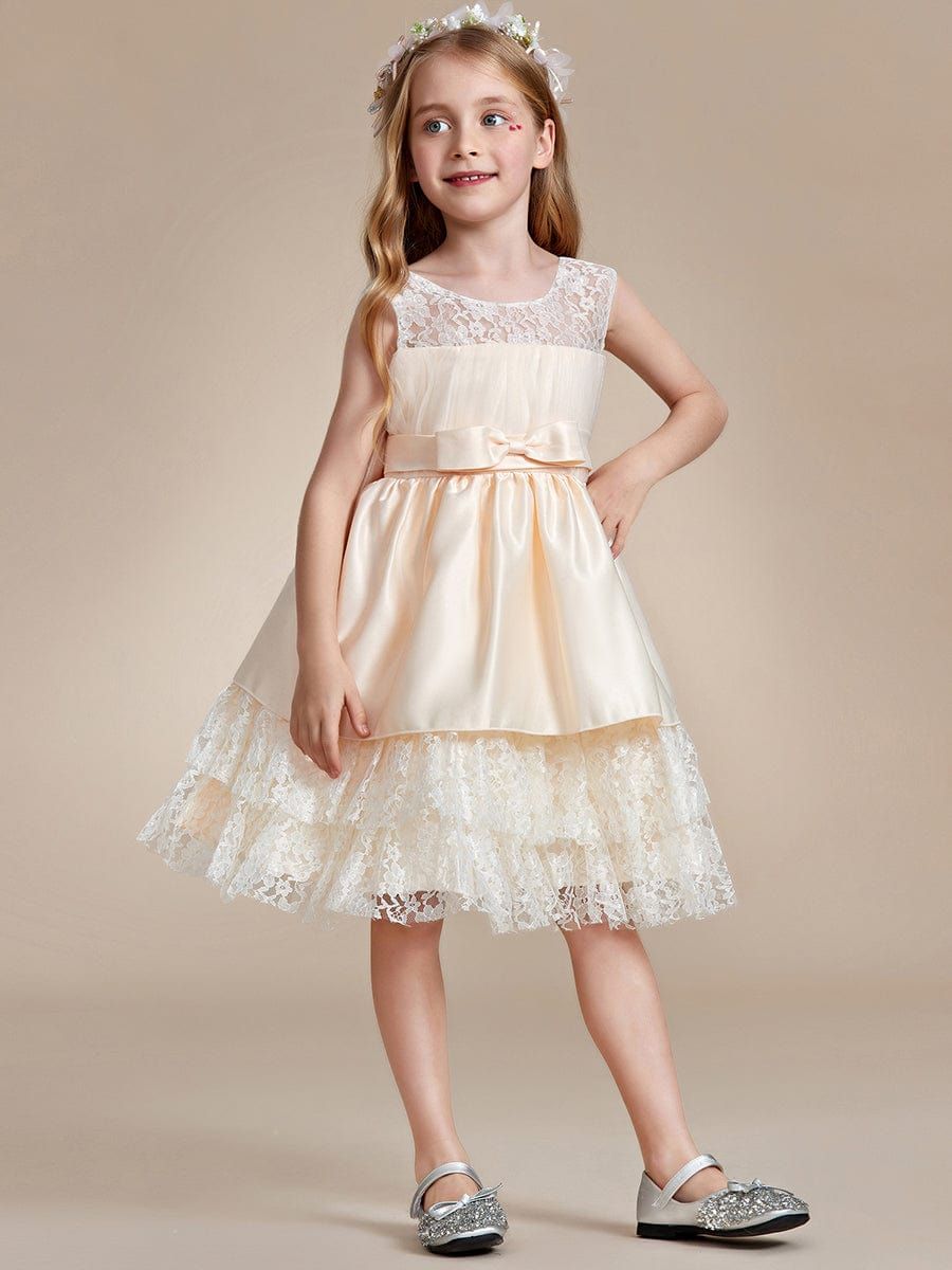 Multi-Layered Princess Flower Girl Dress with Large Bow Detail sold by Ever Pretty