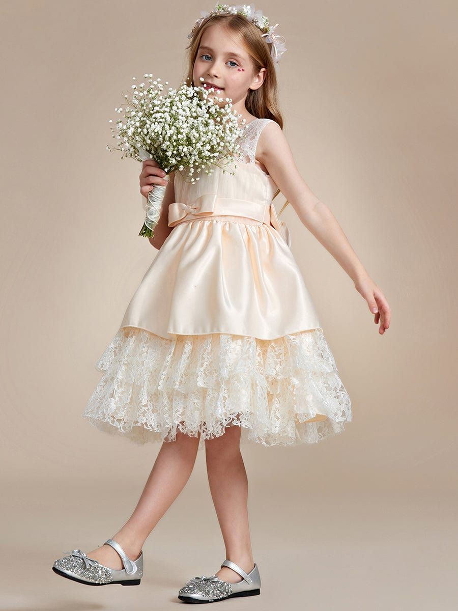 Multi-Layered Princess Flower Girl Dress with Large Bow Detail sold by Ever Pretty product image thumbnail 5