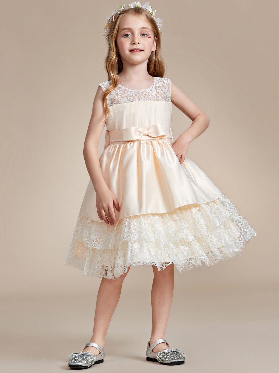 Multi-Layered Princess Flower Girl Dress with Large Bow Detail sold by Ever Pretty product image thumbnail 3