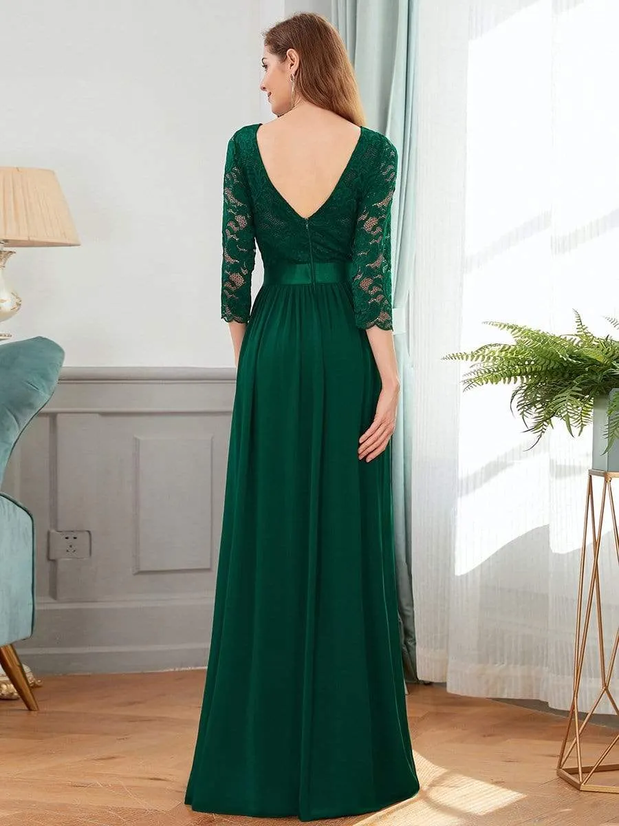 ever FAUN|See-Through Floor Length Lace Chiffon Evening Dress with Half Sleeve sold by Ever Pretty product image thumbnail 4