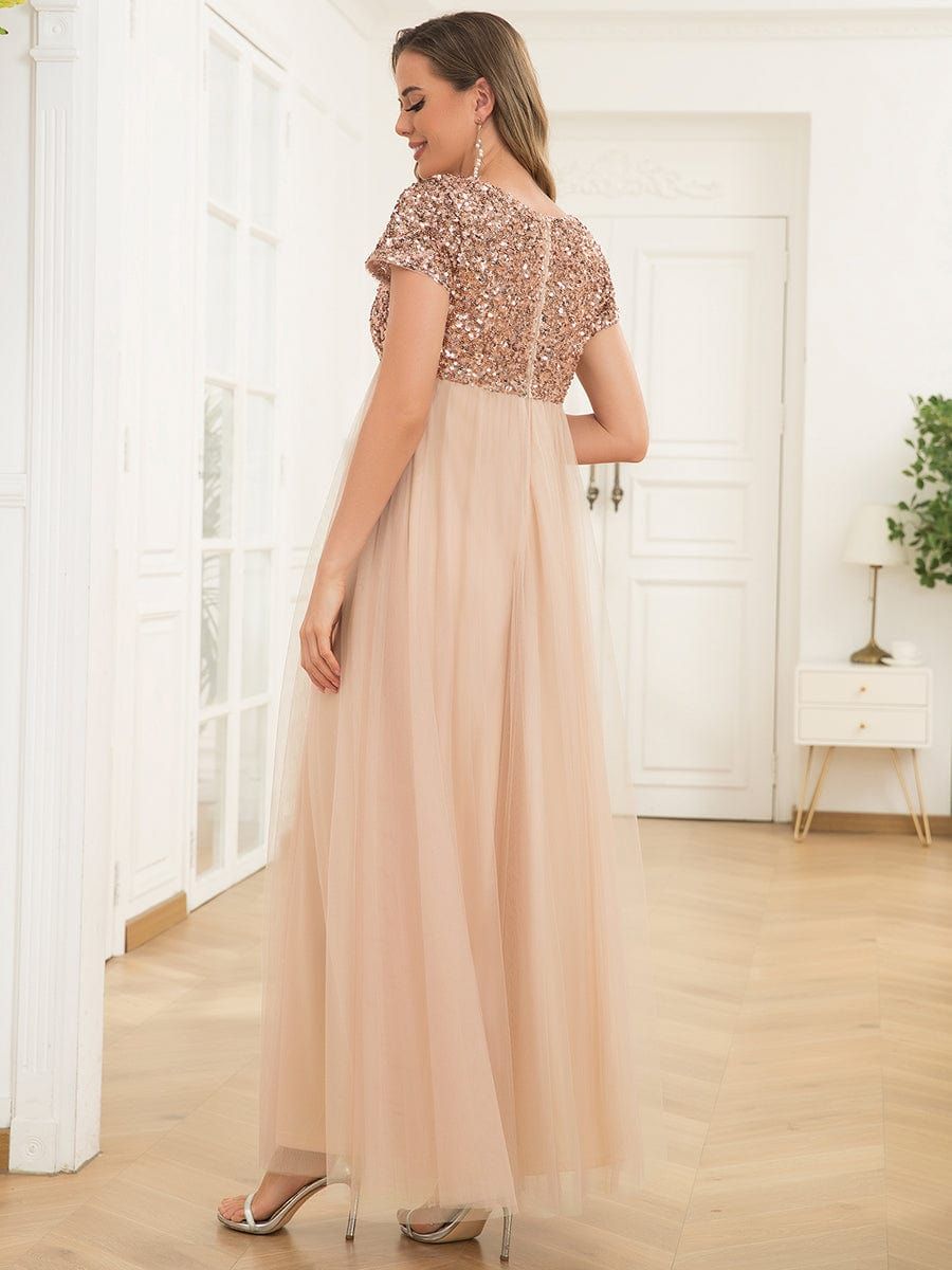 Short Sleeve Sequin Top Empire Waist Tulle Maternity Dress sold by Ever Pretty product image thumbnail 2