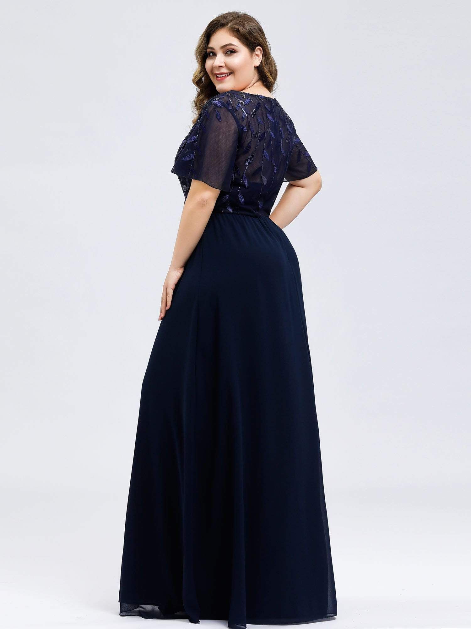 Plus Size Floral Sequin Print Evening Party Dresses with Cap Sleeve sold by Ever Pretty product image thumbnail 2
