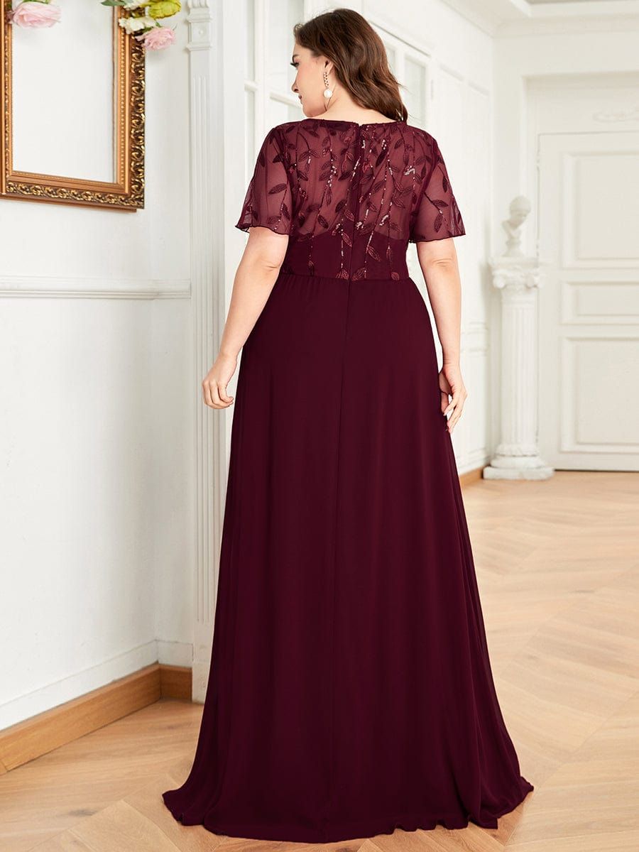 Plus Size Floral Sequin Print Evening Party Dresses with Cap Sleeve sold by Ever Pretty product image thumbnail 4