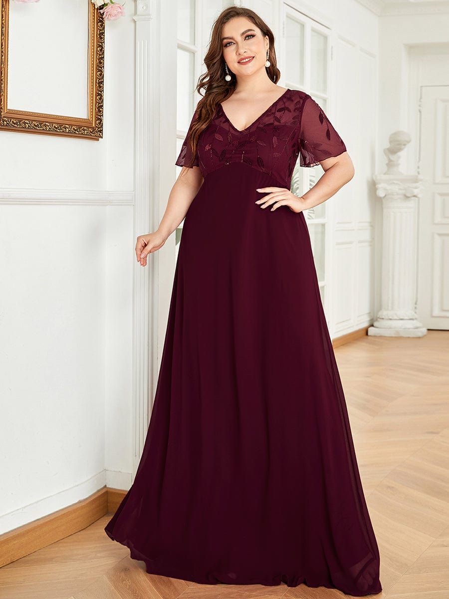 Plus Size Floral Sequin Print Evening Party Dresses with Cap Sleeve sold by Ever Pretty product image thumbnail 7