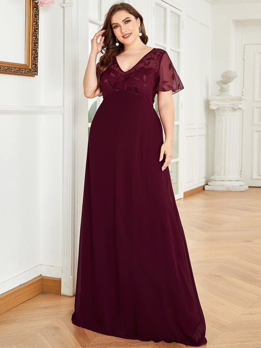 Plus Size Floral Sequin Print Evening Party Dresses with Cap Sleeve sold by Ever Pretty product image thumbnail 6