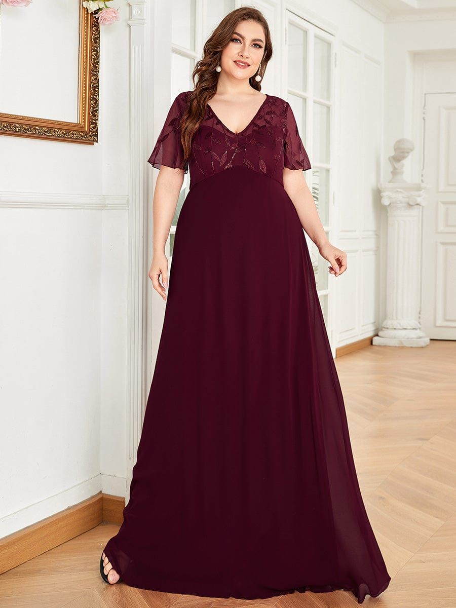 Plus Size Floral Sequin Print Evening Party Dresses with Cap Sleeve sold by Ever Pretty product image thumbnail 3