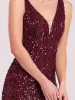 Sleeveless V-Neck High Slit Sequin Evening Dress sold by Ever Pretty