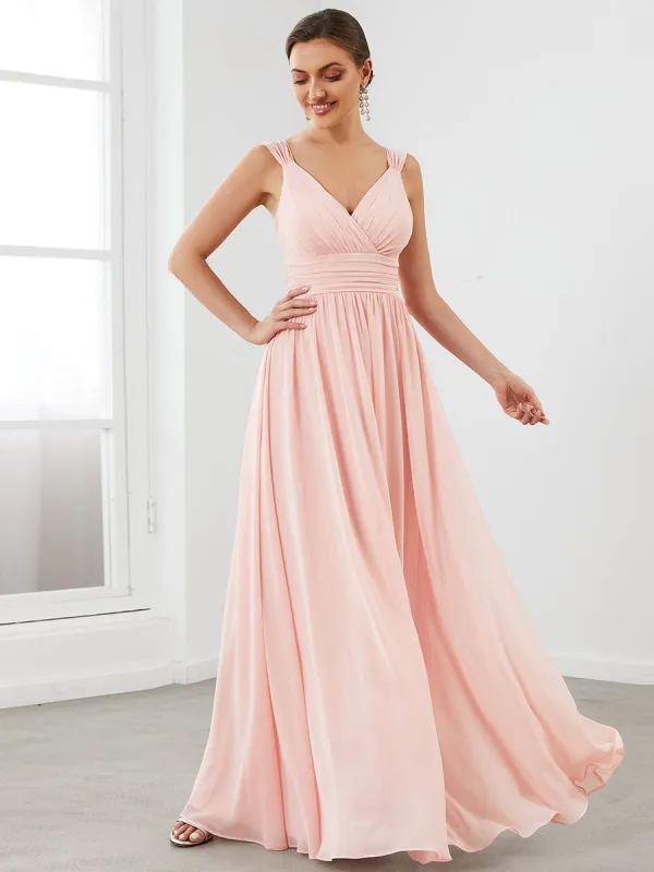 Sleeveless Chiffon Tie Waist A-Line Evening Dress sold by Ever Pretty