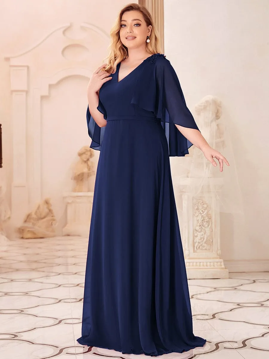 Custom Size Elegant V Neck Chiffon Evening Dresses with Flowy Sleeves sold by Ever Pretty product image thumbnail 4