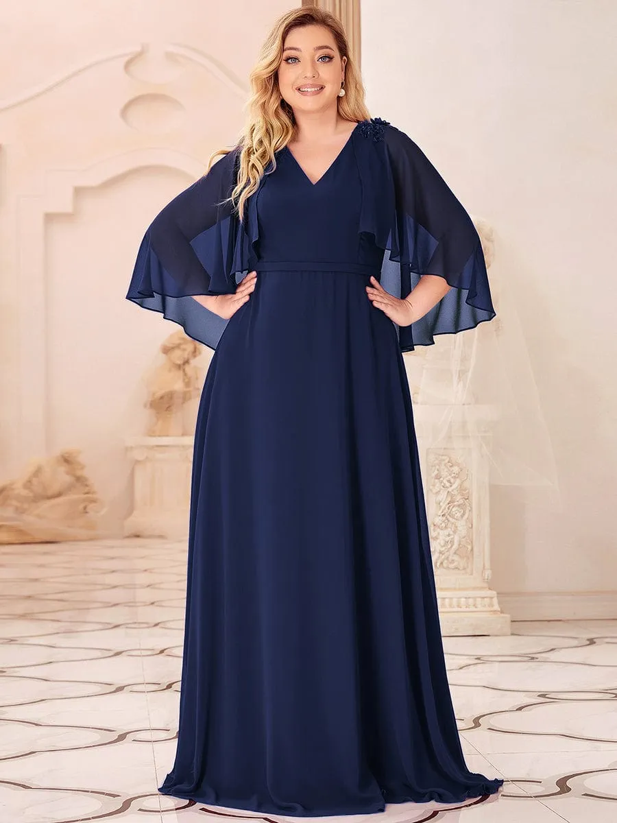 Custom Size Elegant V Neck Chiffon Evening Dresses with Flowy Sleeves sold by Ever Pretty product image thumbnail 5
