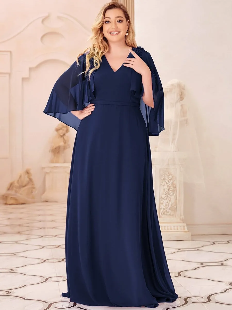 Custom Size Elegant V Neck Chiffon Evening Dresses with Flowy Sleeves sold by Ever Pretty