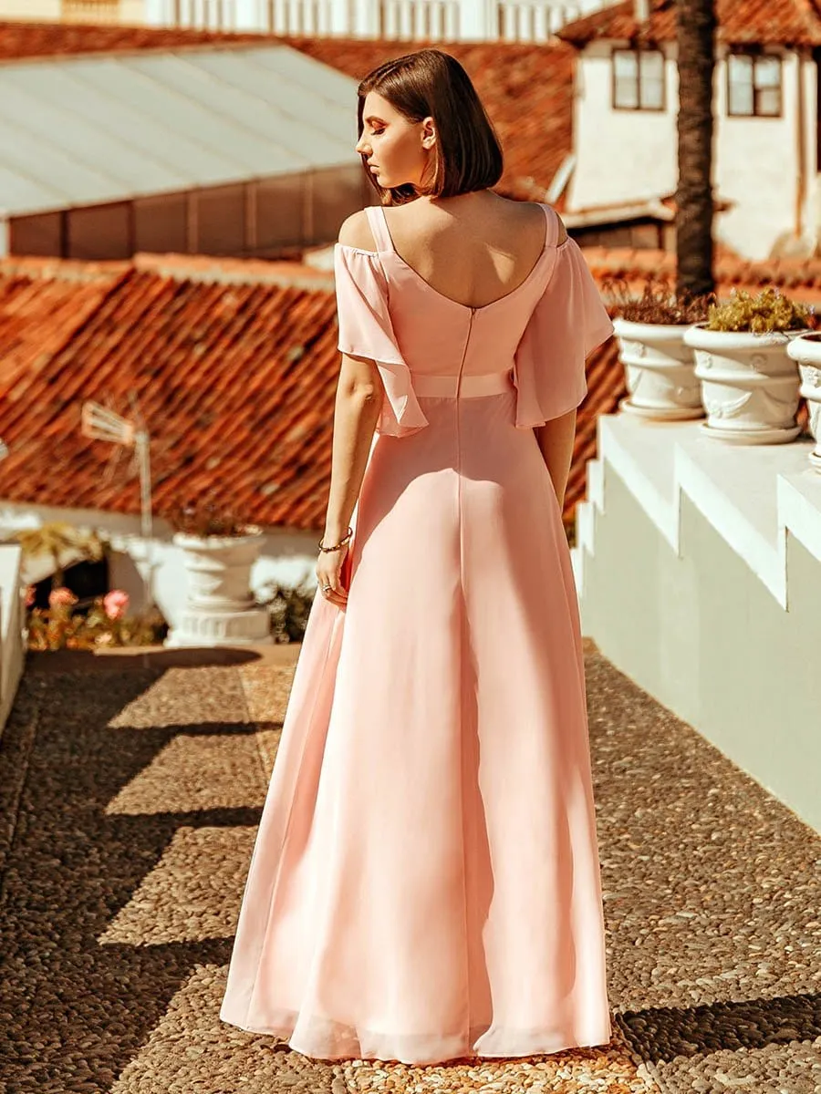 Elegant Cold Shoulder Flutter Sleeves Flowy Bridesmaid Dress sold by Ever Pretty product image thumbnail 3