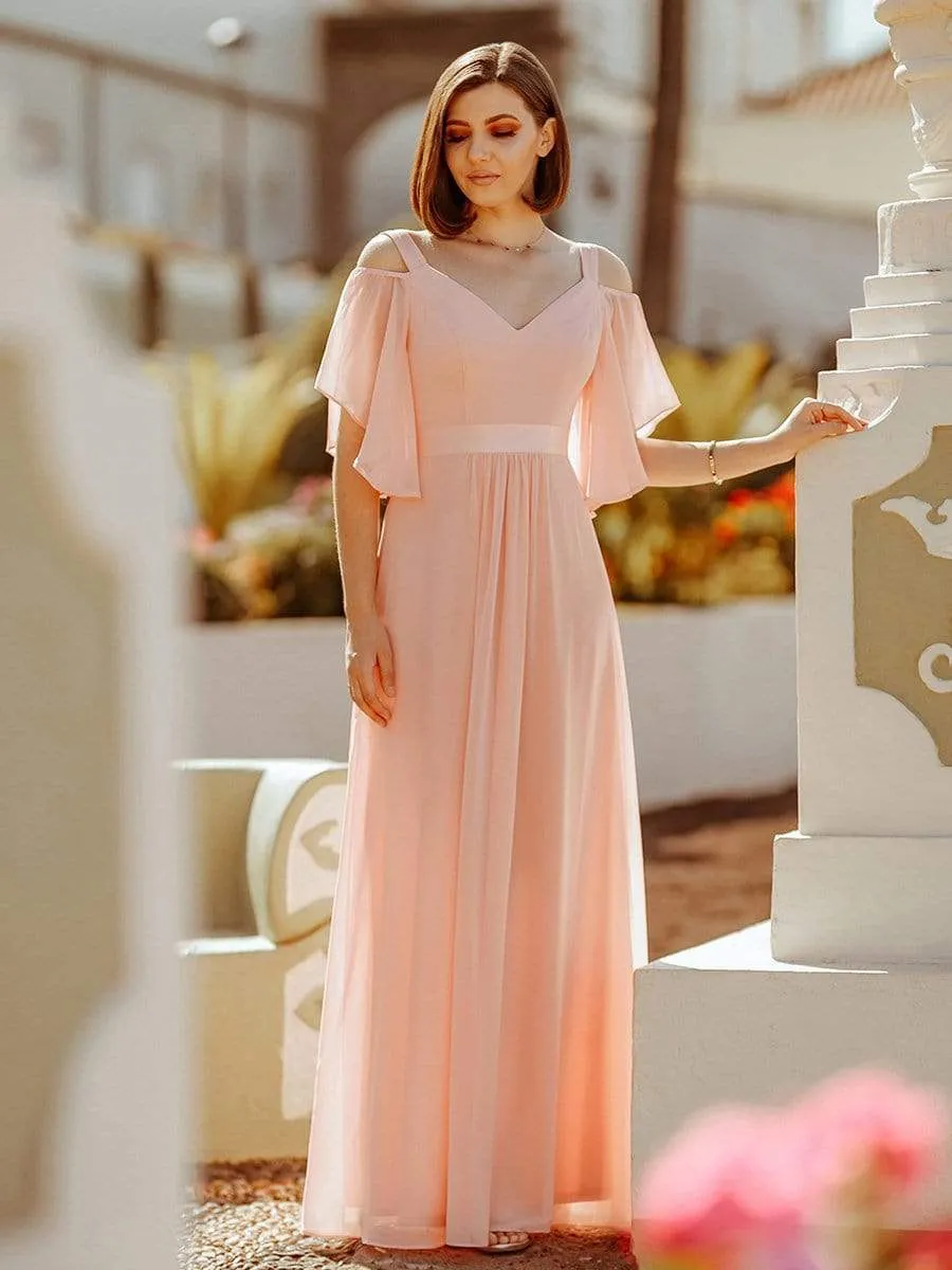 Elegant Cold Shoulder Flutter Sleeves Flowy Bridesmaid Dress sold by Ever Pretty product image thumbnail 2