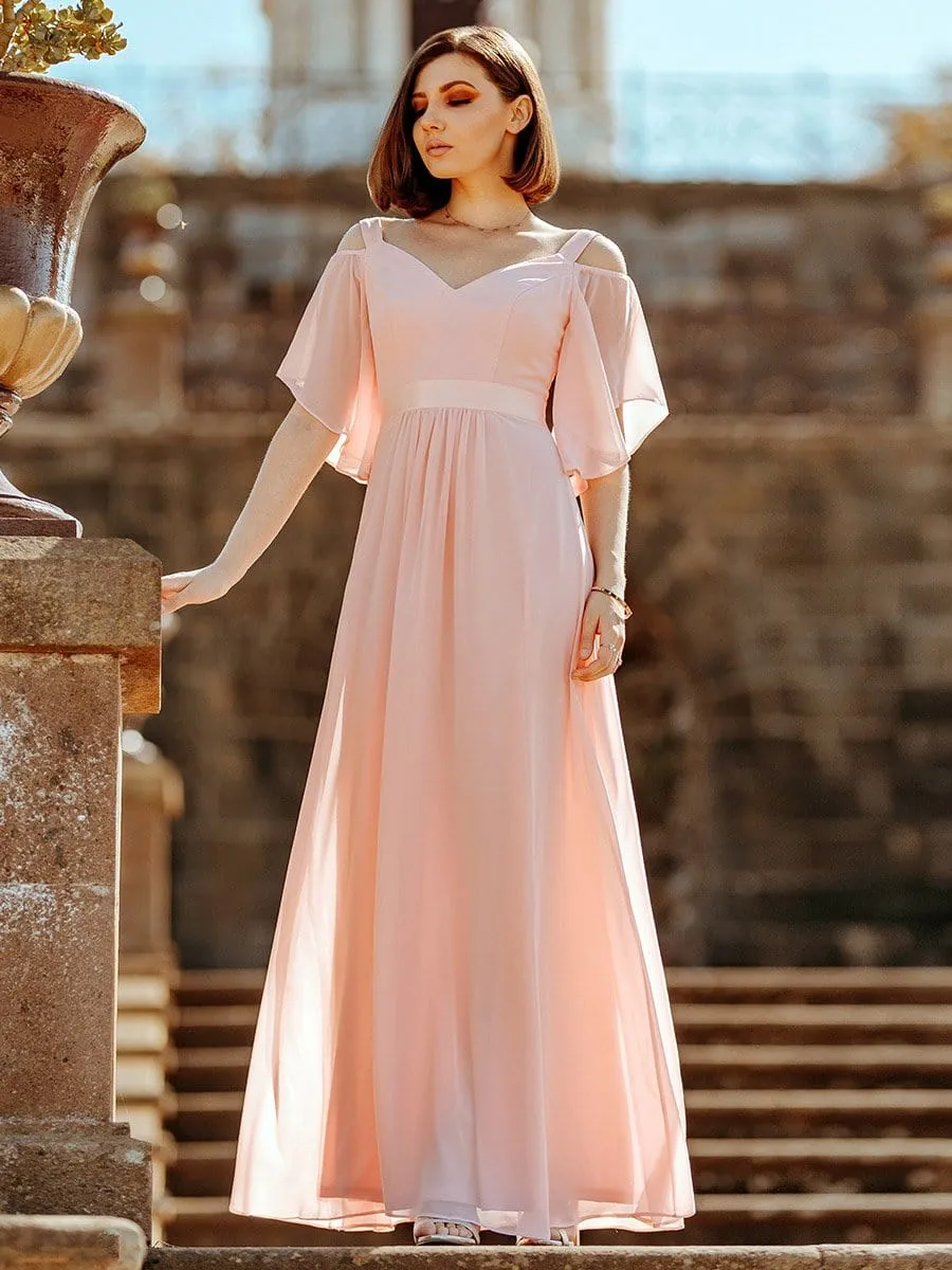 Elegant Cold Shoulder Flutter Sleeves Flowy Bridesmaid Dress sold by Ever Pretty product image thumbnail 5