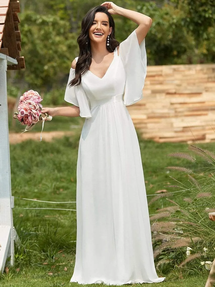 Elegant Cold Shoulder Flutter Sleeves Flowy Bridesmaid Dress sold by Ever Pretty