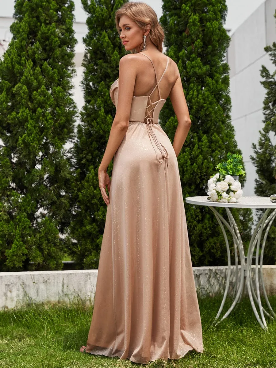 ever LEIGHTON|Sparkling Sleeveless Cowl Neck Evening Dress with High Slit sold by Ever Pretty product image thumbnail 2