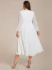 pretty AMARA|Plus Size Flowy Long Sleeves V-Neck Midi Chiffon Wedding Guest Dress sold by Ever Pretty