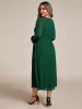 pretty AMARA|Plus Size Flowy Long Sleeves V-Neck Midi Chiffon Wedding Guest Dress sold by Ever Pretty
