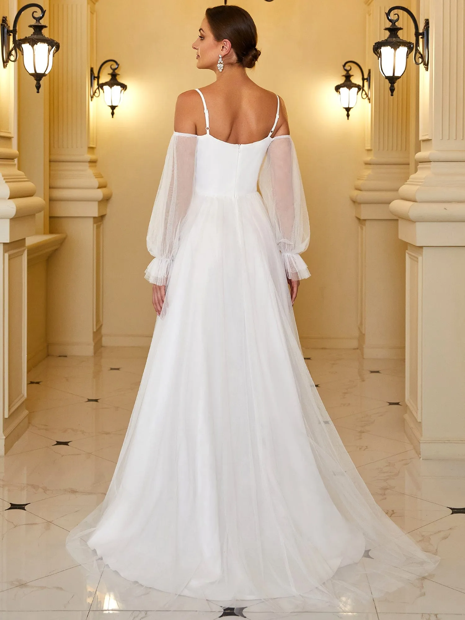 Boho Chic Cold Shoulder Lantern Sleeve Wedding Dress sold by Ever Pretty product image thumbnail 2