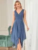 ever ELORA|Chiffon Double V-Neck A Line Bridesmaid Dress with Asymmetrical Hem sold by Ever Pretty